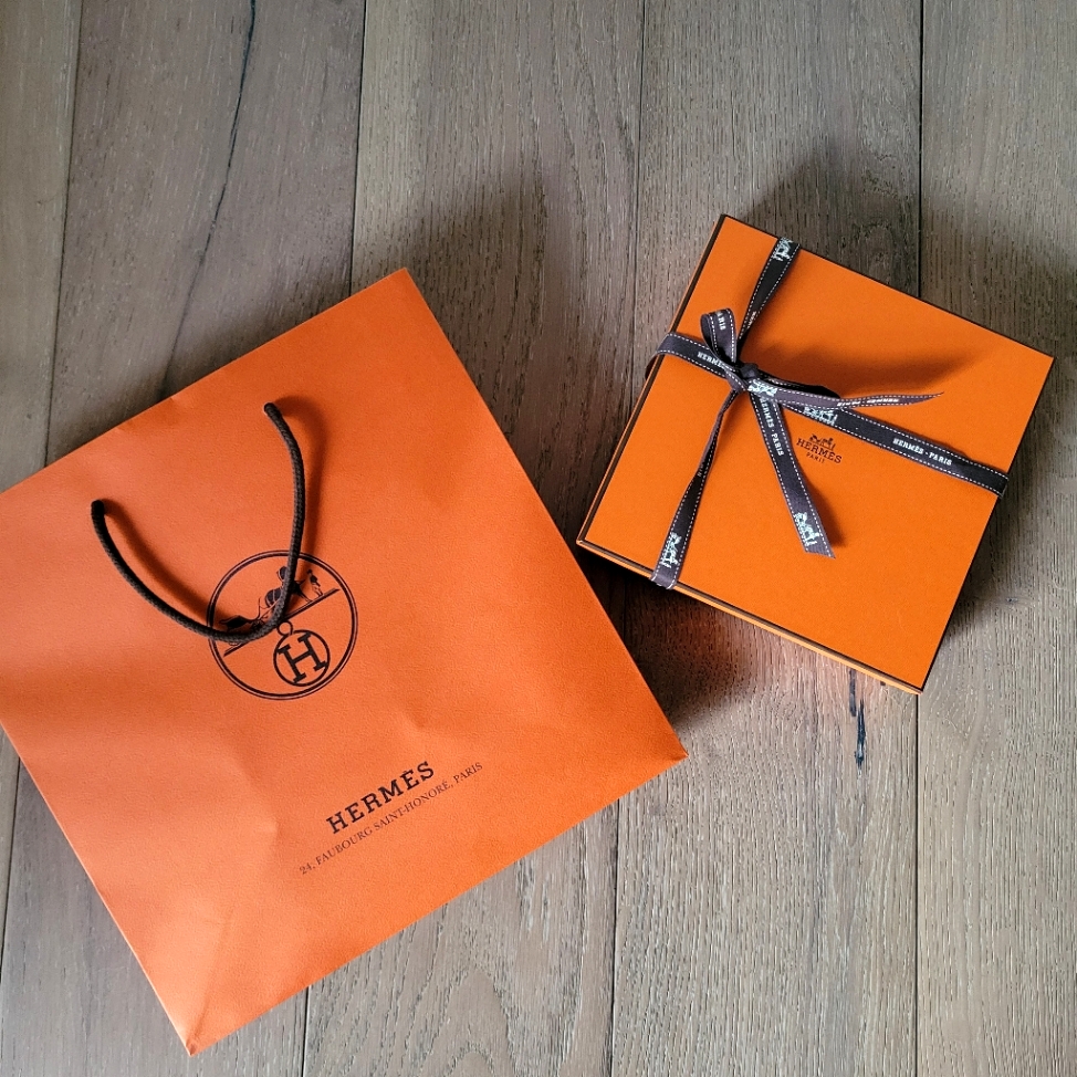 Authentic Hermes Empty Gift Bag Box And Ribbon Set